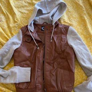 Faux leather bomber jacket